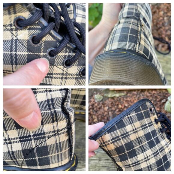 Dr Martens England Plaid Vegetarian Grunge Combat BootsWomen's 8 US 6 UK - Picture 14 of 15